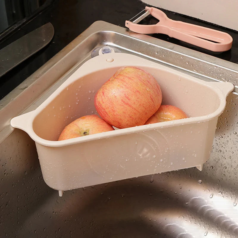 Stainless Steel Kitchen Sink Drain Basket Kitchen Shelf Rack Drainier Triangle Food Vegetables Peel Egg Filter Storage Organizer