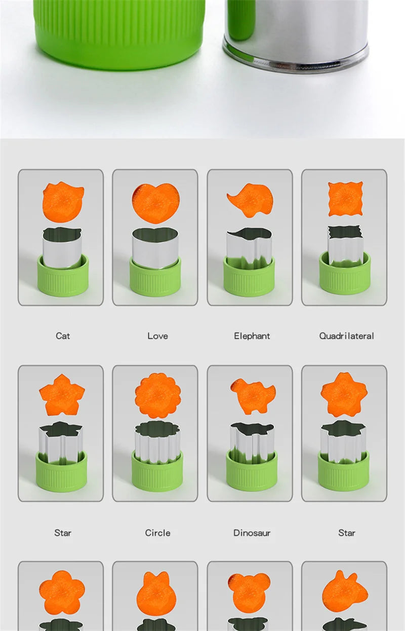 6/8/10Pcs Heart/Flower Shape Vegetables Cutter Plastic Handle Cookie Cutters Sandwiches Cutter Stainless Steel Fruit Cutting Die